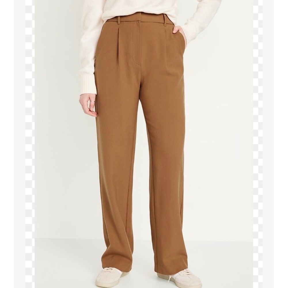 Old Navy Taylor Wide Leg Trouser Wmn Large Caramel Dark Academia High Rise Pant